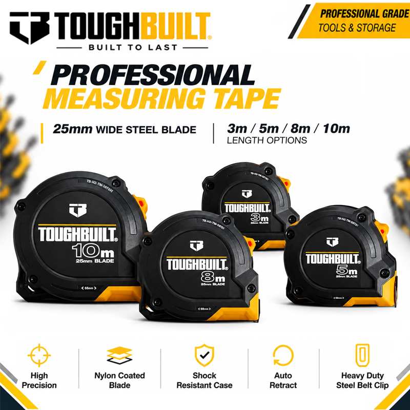 TOUGHBUILT 3m/5m/8m/10m Series - огляд і ціна Stanley Tape 25Ft